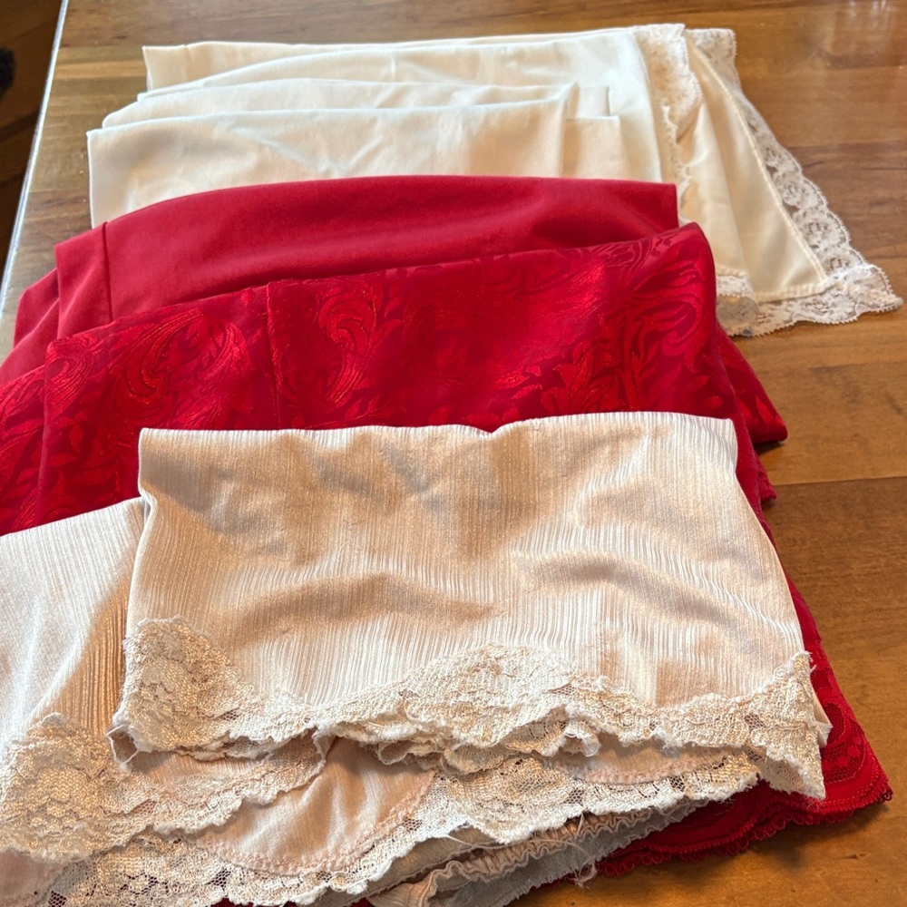 Elegant Red and White Lace Half Slips